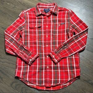 Polo ralph Lauren Textured Cotton Flannel Plaid Button Front Shirt
